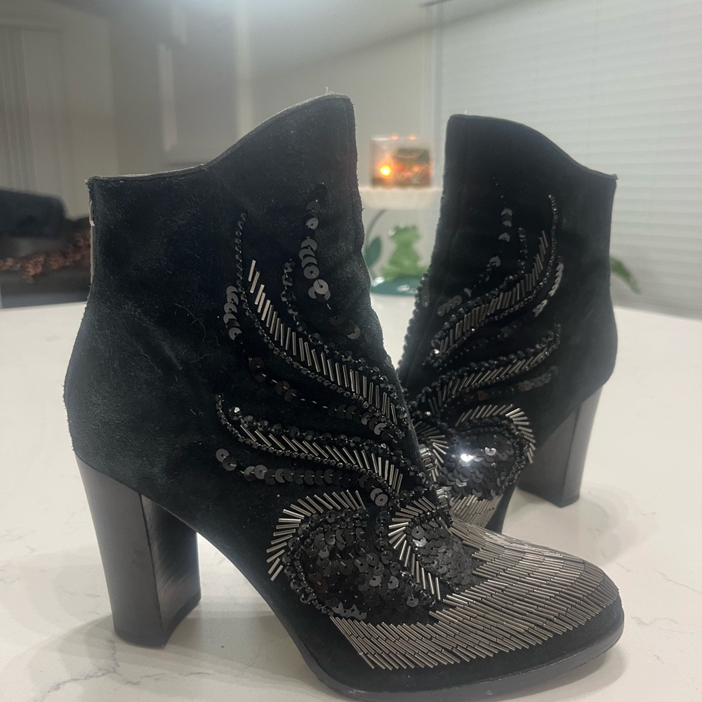 Embellished Suede Ankle Boots